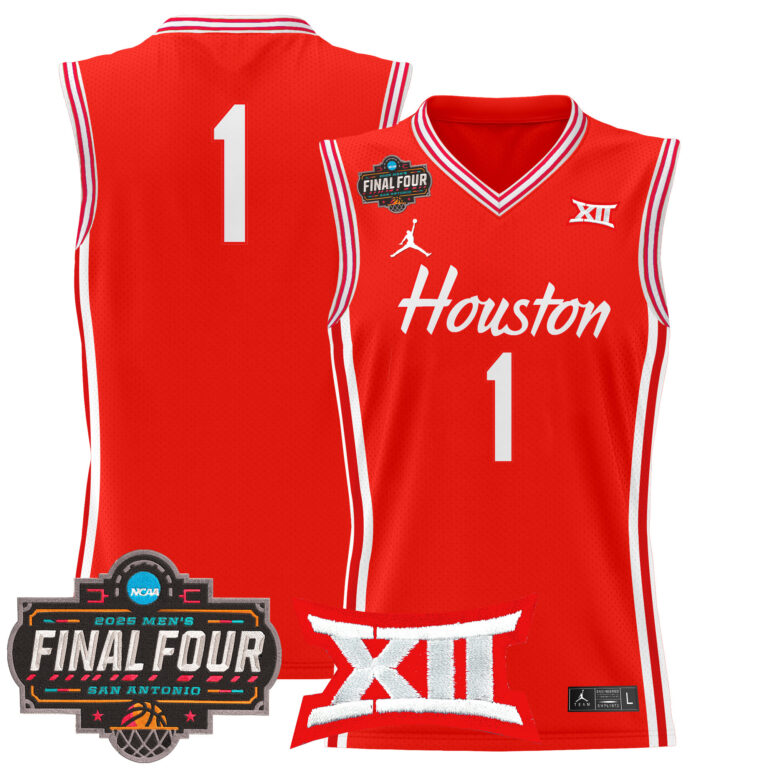 Men Houston Cougars #1 red 2025 Final Four Patch NCAA Jersey